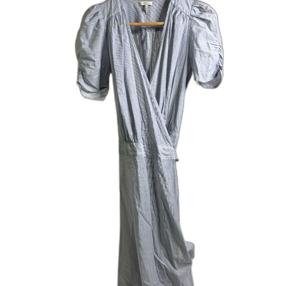 Joie Blue & White Wrap Maxi Dress | Lightweight + Puff Sleeve Detail | Small